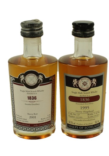 1836 FOUNDED DISTILLERY  miniature 1995-2001 2x 5cl  Malts of Scotland Cask 12062-37