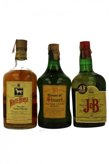 3 Old Blended magnum White Horse -house of Stuart - J&B Bot. 60's 3x200cl 43%