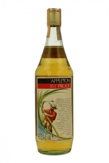 APPLETON 151 proof Bot.60/70's 4/5 Quart 151 Proof OB-Soffiantino Import - Rum