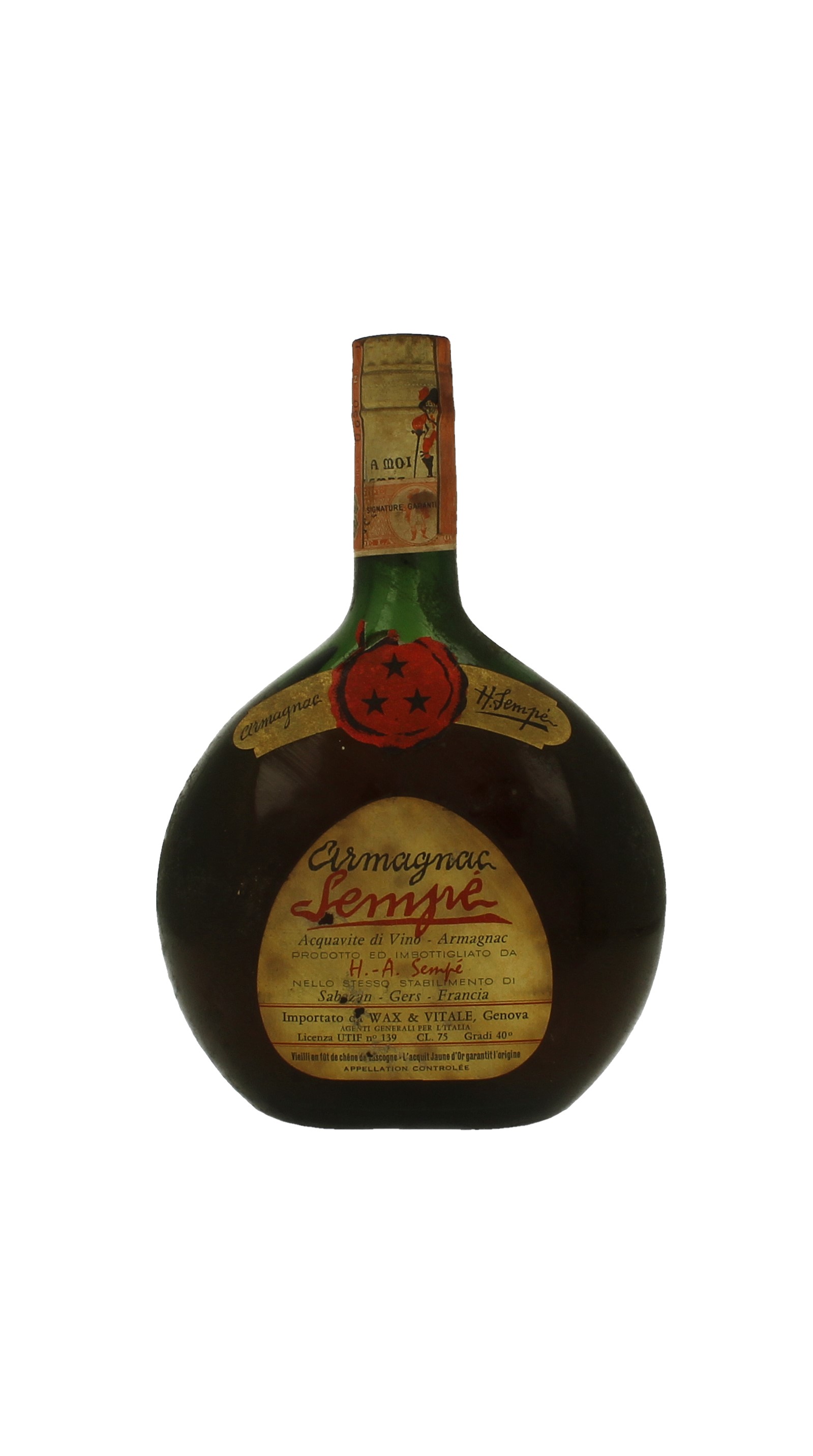 ARMAGNAC SEMPE Bot 60/70's maybe 50's 75cl 40% - Products - Whisky