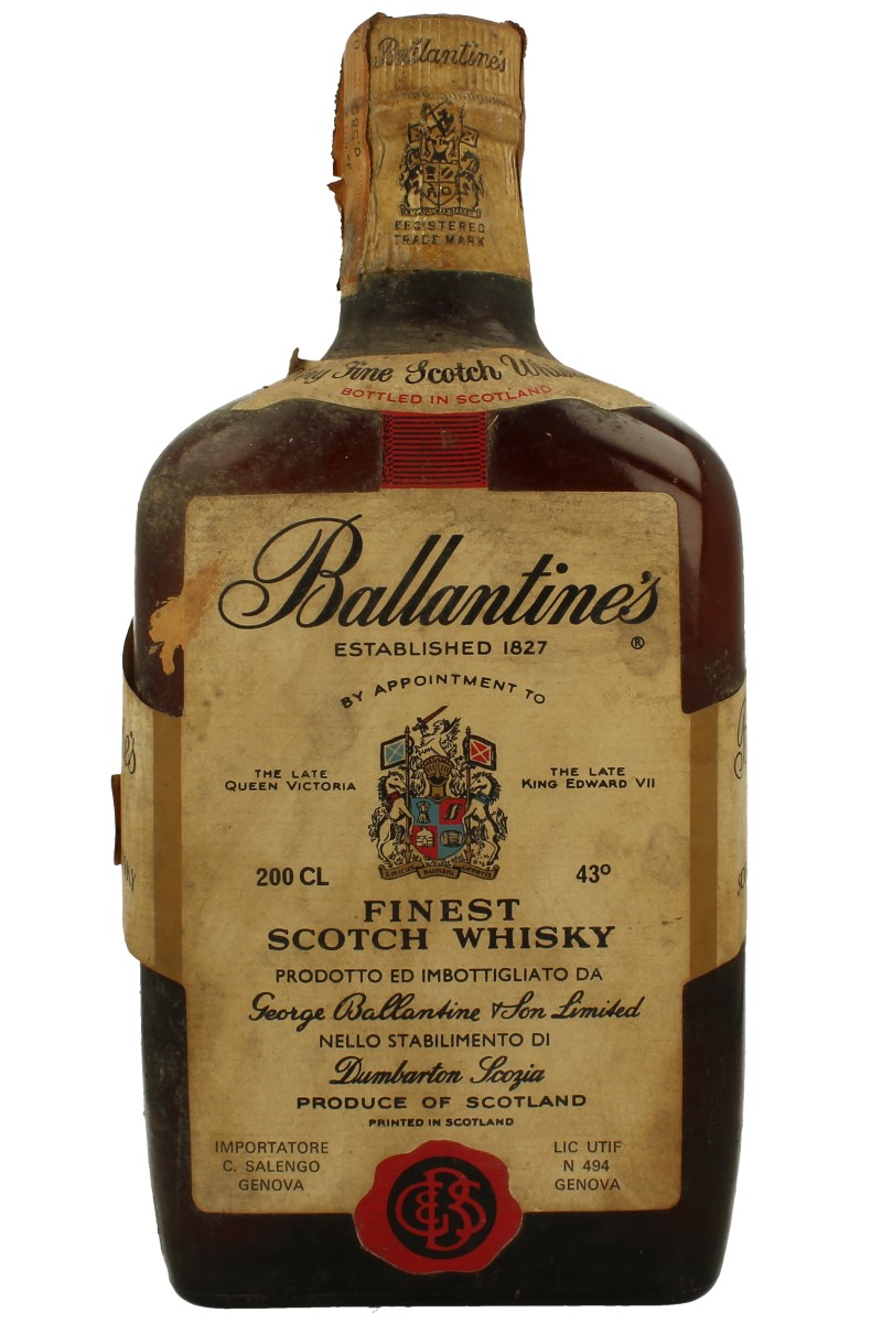 BALLANTINE'S bot 50's60's 200cl 43 FLAT BOTTLE The Late King Edward