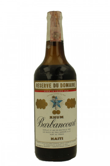 BARBANCOURT Reserve Du Domaine Bot. in the  60'S /70's 75cl 43% Bottled for JP Gardere Baretto Import - Rum