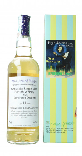 BENRINNES  Speyside  Scotch Whisky 11 year old 2008 2019 70cl 46% High Spirits  -Master of magic