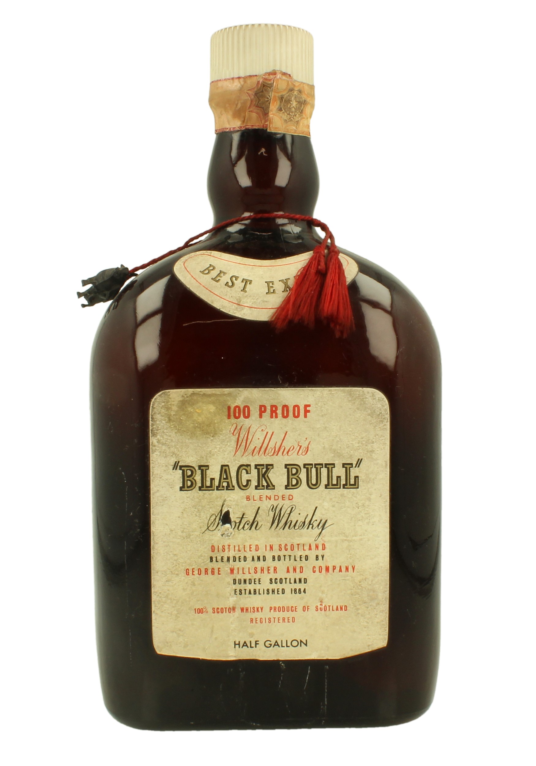 BLACK BULL 100 proof Half Gallon Bot 60 70 s 50 George Willsher