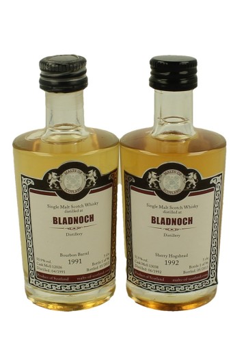 BLADNOCH  miniature 1991-1992  2 x 5cl  Malts of Scotland Cask 12026-13038