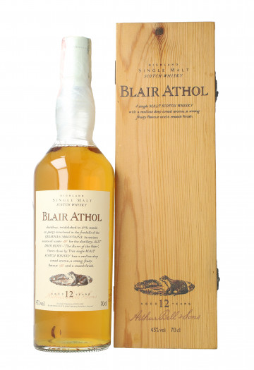 BLAIR ATHOL 12yo Bot.90's 70cl 43% OB - Flora & Fauna Wood box