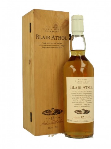 BLAIR ATHOL 12yo Bot.90's 70cl 43% OB - Flora & Fauna Wood box