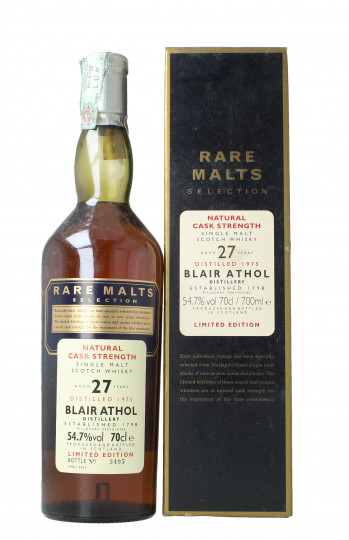 BLAIR ATHOL Highland Scotch Whisky 27 yea rold 1975 2003 70cl 54.7% OB  - Rare Malts selection
