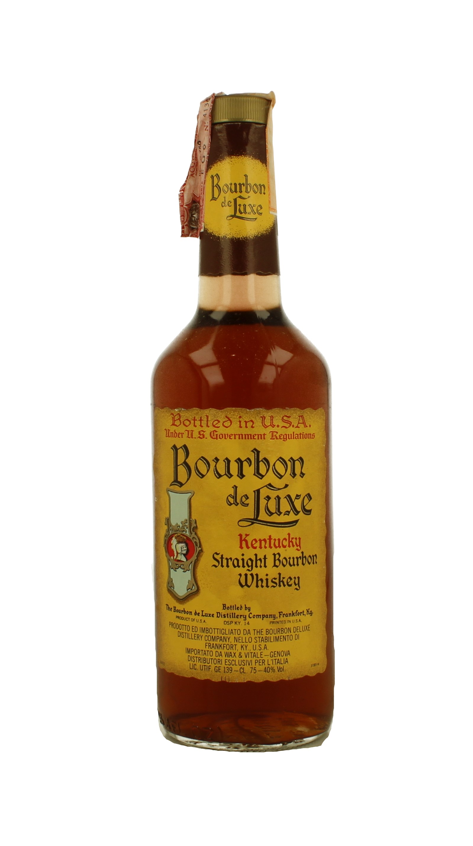 Bourbon De LUxe Kentucky Straight Bourbon Whiskey Bottled 1980 around 75cl  40% - Products - Whisky Antique, Whisky & Spirits