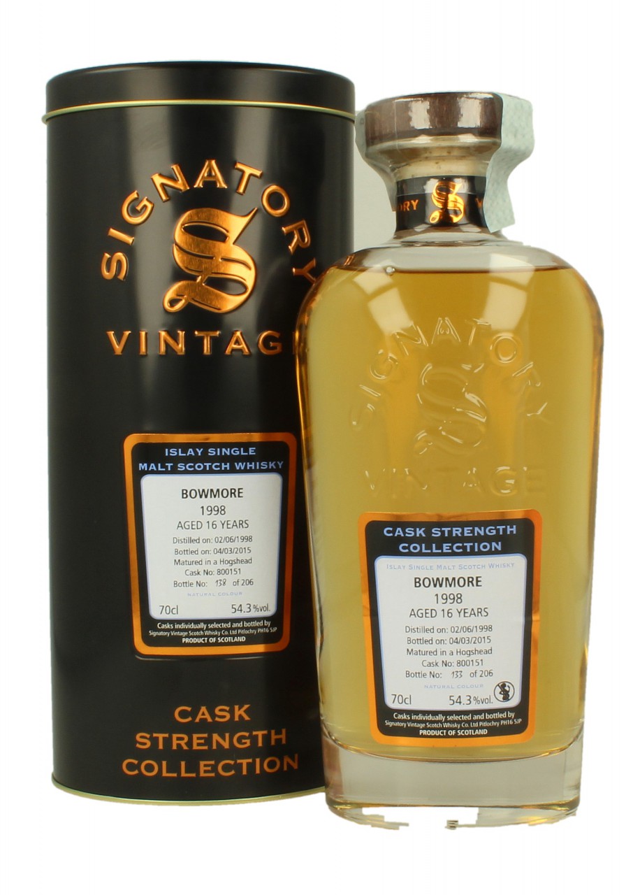 BOWMORE 16yo 1998 2015 70cl 54.3% Signatory - Cask Strength