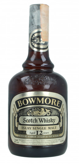 Bowmore Islay  Scotch Whisky 12 Year Old - Bot.70's-80's 75cl 43% OB- Dumpy