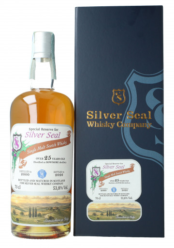 Bowmore Islay  Scotch Whisky 25 years Old 2000 2026 70cl 53.8% Silver Seal -cask