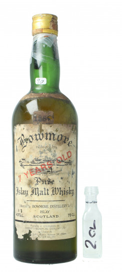 BOWMORE Islay Scotch whisky Sherriff's 7  years old Bottled in the 60's 2cl 43% OB  - TOP SAMPLE 2 CL !!!!