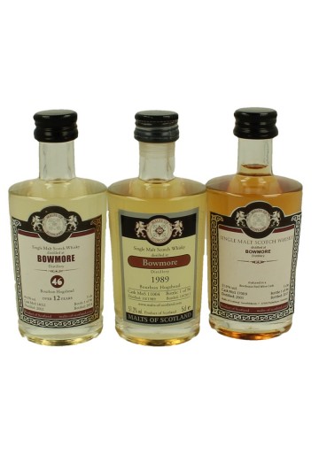 BOWMORE  miniature 1989-2001-2002 3x 5cl  Malts of Scotland  -