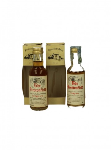 BOWMORE PRESTONFIELD HOUSE 5CL 43% 2 RARE MINIATURES 1965-1972
