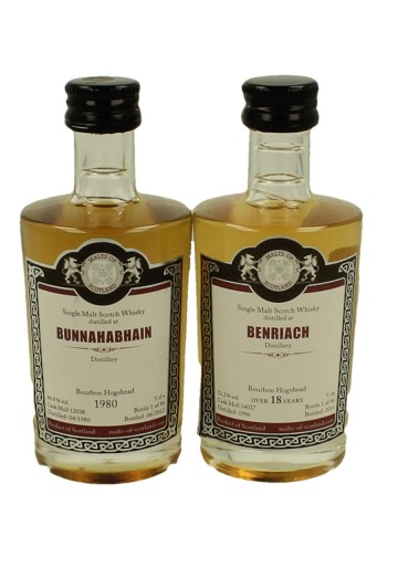 BUNNABHAIN -BENRIACH   miniature 1980-1996 2x 5cl  Malts of Scotland  -