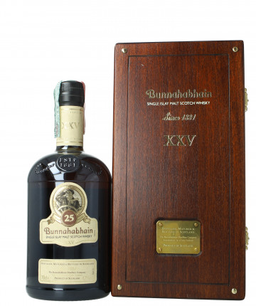 BUNNAHABHAIN Islay Scotch Whisky 25 Year old 70cl 43% OB- Wood Box