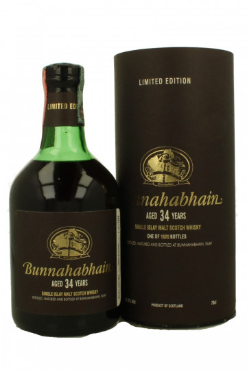BUNNAHABHAIN Islay Scotch Whisky 34 Years Old 1969 2002 70cl 43.5% OB- Matured in Sherry cask