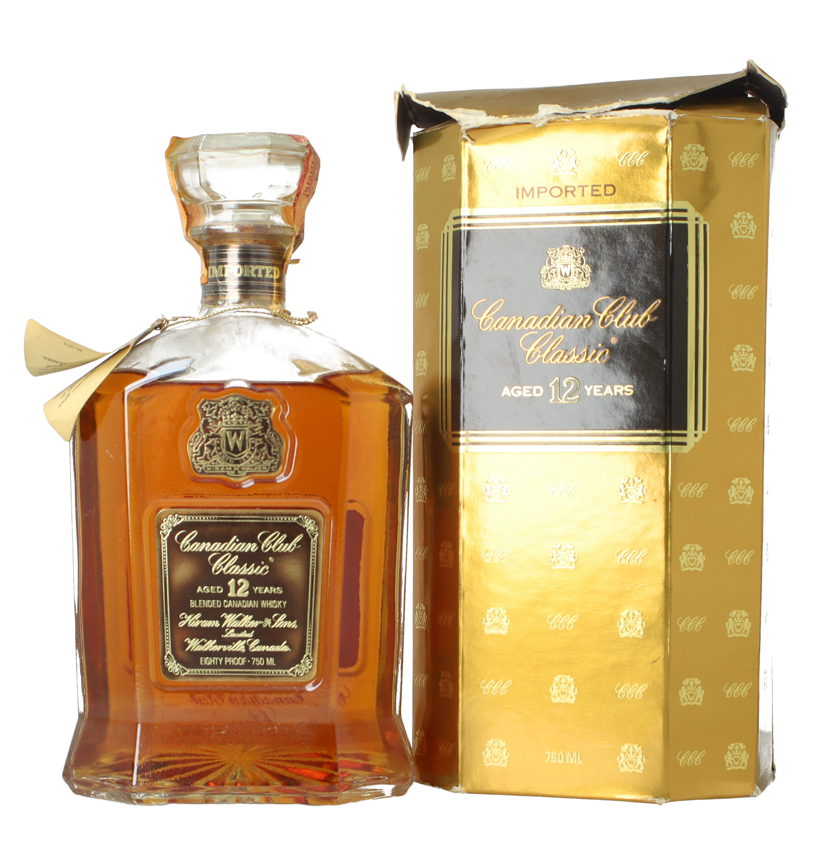 CANADIAN CLUB Whiskey 12 year old 1980 circa 75cl 80 US Proof Ob