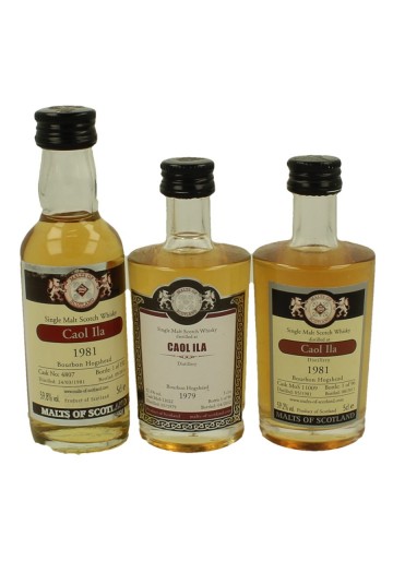 CAOL ILA    miniature 1979-1981-1981 3 x 5cl  Malts of Scotland Cask 4807-12022-11009
