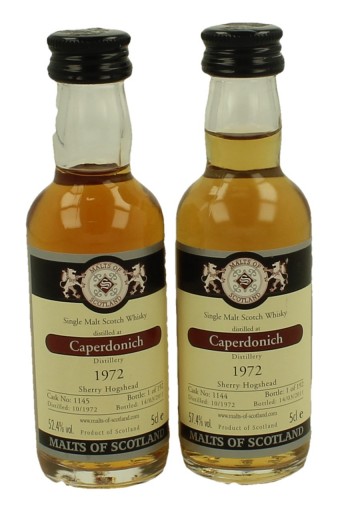 CAPERDONICH  miniature 1972 2x 5cl  Malts of Scotland Cask 1145-1144