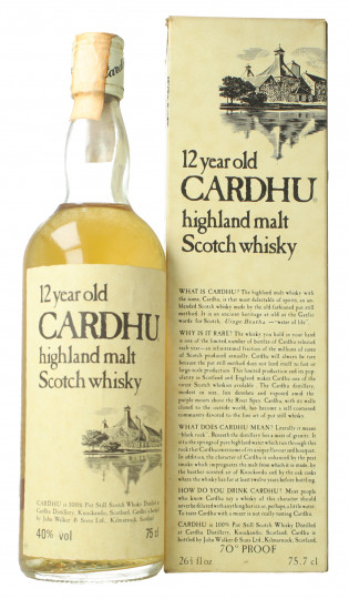 Cardhu Speyside  Scotch Whisky 12 Year old - Bot.70's-80's 75cl 43% OB-