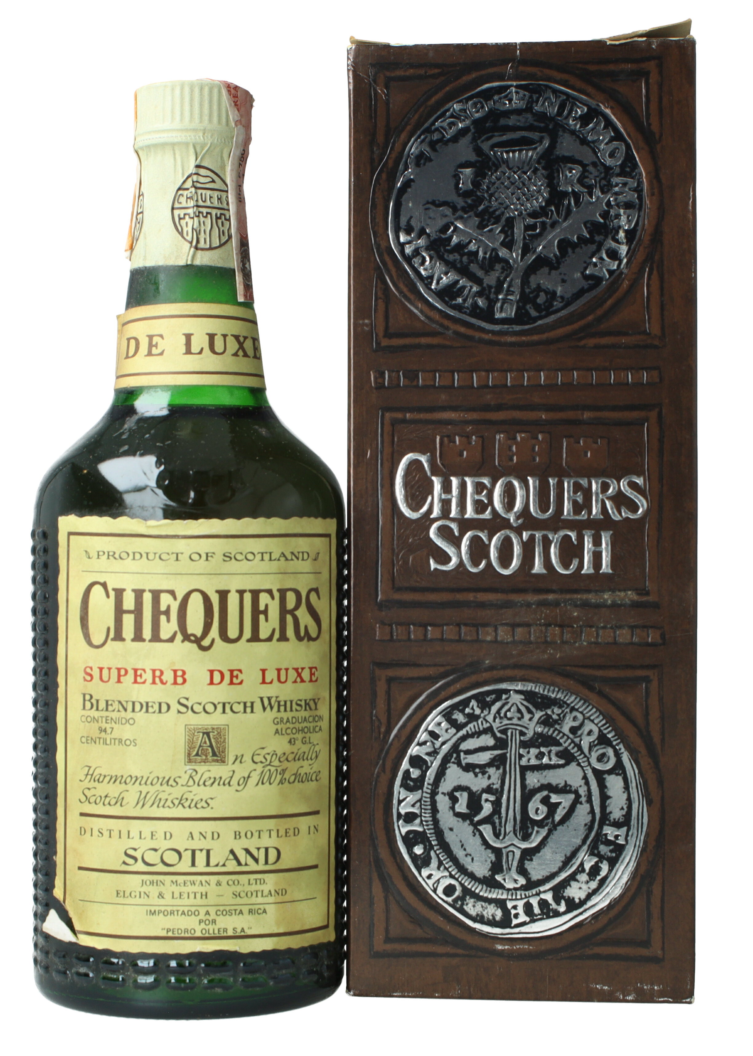 ウイスキー CHEQUERS Chequers Blended Scotch Whisky - Bot.60's or 70's 94cl 43