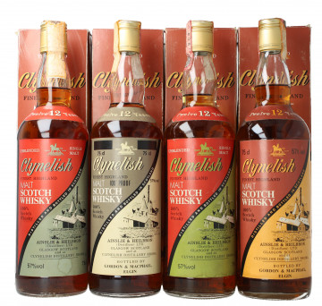 Clynelish Highland  Scotch Whisky 12 Years Old - Bot.60's or early 70's 4x75cl 43% OB- Co Import pinerolo Set of 4 Bottle