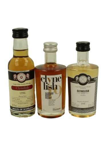 CLYNELISH  miniature 1995-1996-1998 3x 5cl  Malts of Scotland Cask 8245-15 006-12025