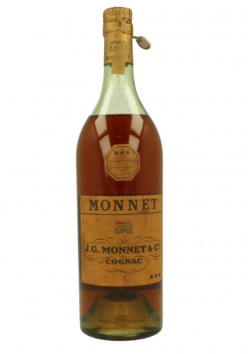 COGNAC MONNET  3 STARS OLD BOTTLE  100CL 41% BOTTLED IN THE 50'S-60'S 