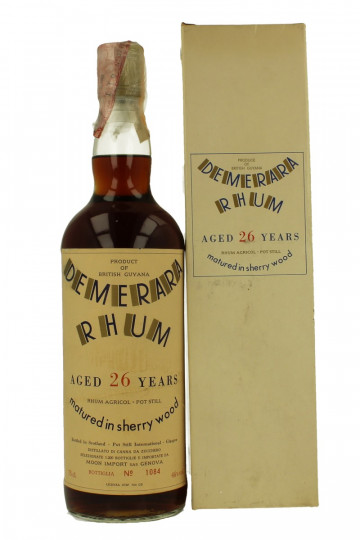 DEMERARA RUM 26 Years Old Bot 80's 75cl 46% Moon Import- Silvano's  Choice Matured in  Sherry Wood