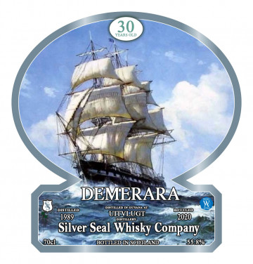Demerara Uitvlugt Rum 30 Year Old 1989 2020 70cl 55.8% Silver Seal