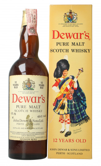 Dewar pure malt Scotch Whisky 12 Year Old - Bot. in The 70's 75cl 43.5% OB-box broken