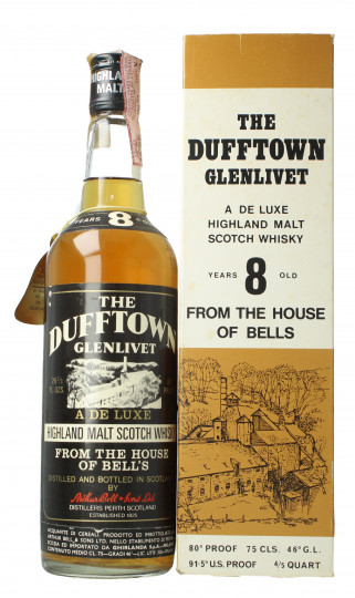 DUFFTOWN - Glenlivet Speyside Scotch Whisky 8 Years Old - Bot.70's-80's 75cl 46% Very rare ghirlanda Import