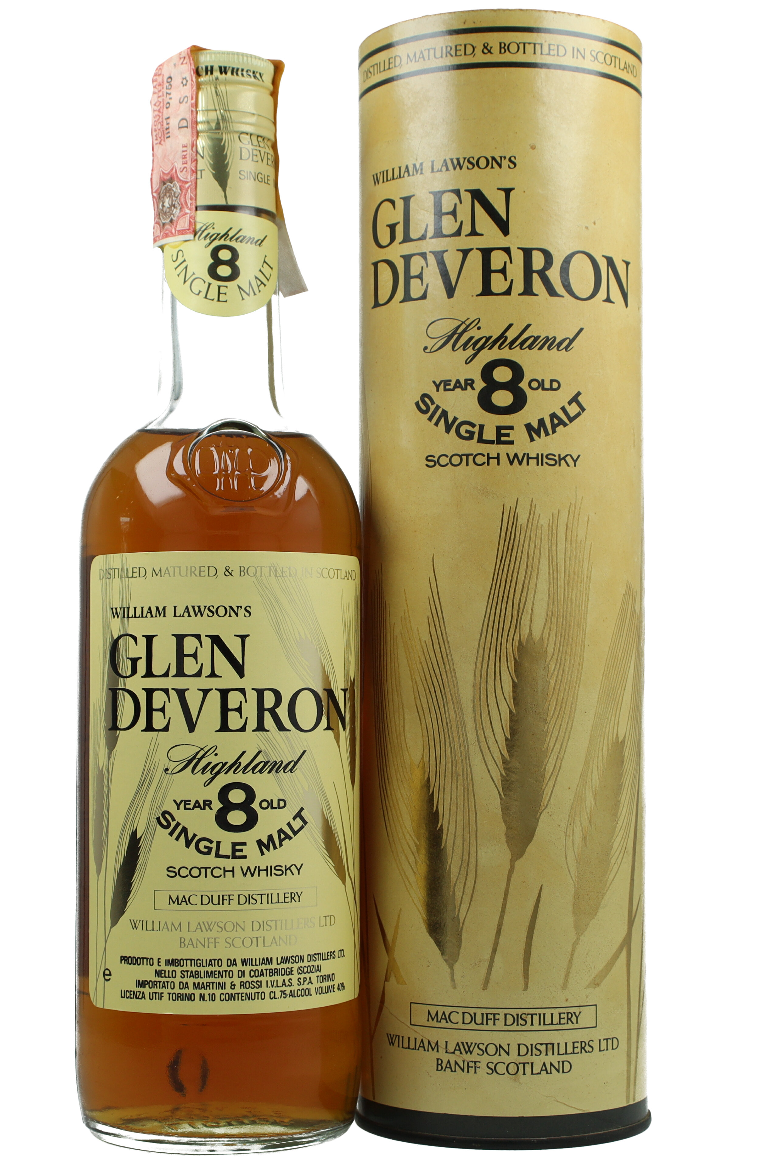 レア GLEN DEVERON SINGLE HIGHLAND MALT SCOTCH WHISKY MACDUFF
