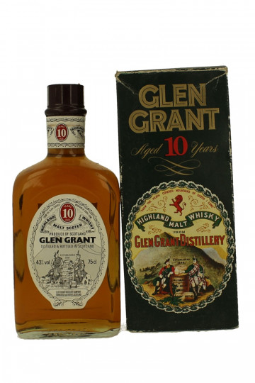 GLEN GRANT 10yo Bot in The 80's 75cl 43% OLD SQUARE BIG CAP