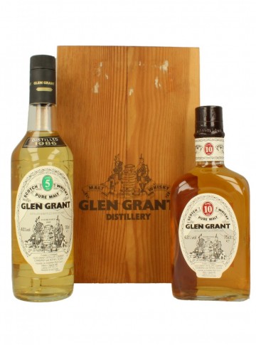 GLEN GRANT  5yo & 10yo 70cl & 75cl 40% OB - Wooden Box