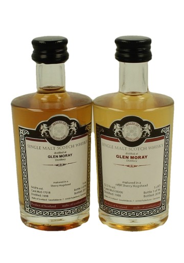 GLEN MORAY   miniature 1988-1998 2x 5cl  Malts of Scotland Cask 17018-18006