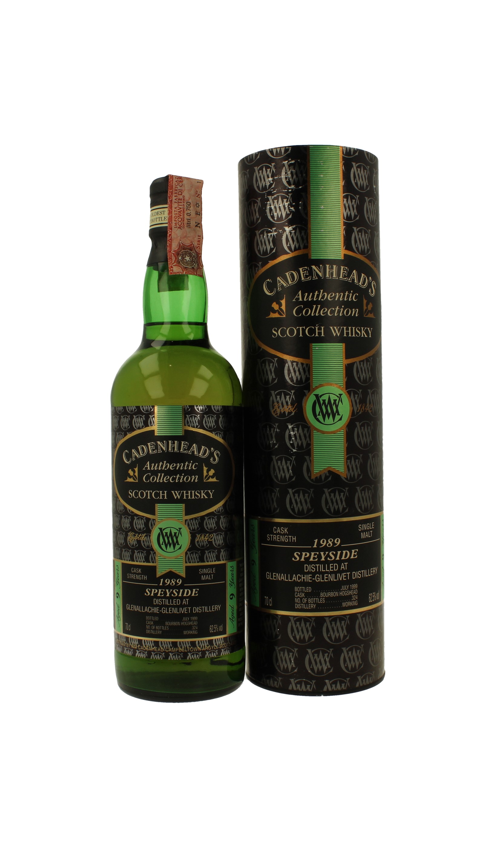 GLENALLACHIE 9 years old 1989 1999 70cl 62.5% Cadenhead's