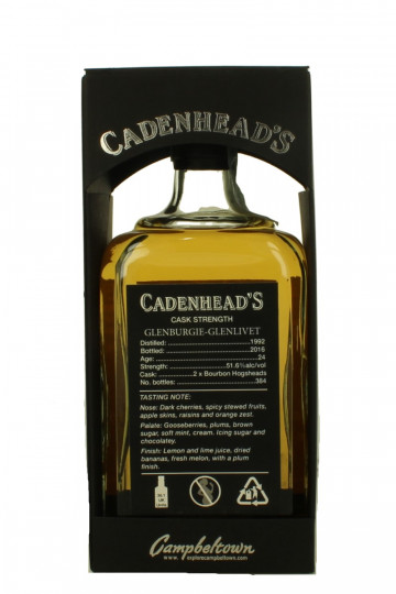 GLENBURGIE 24 years old 1992 2016 70cl 51.6% Cadenhead's - Small Batch