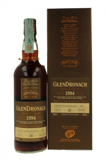 GLENDRONACH 20 years old 1994 2015 70cl 53.2% cask 3398 PX sherry Puncheon