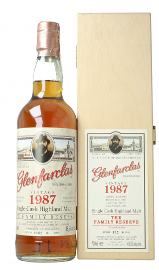 Glenfarclas Speyside Scotch Whisky 1986 2002 70cl 48.5% OB-  The family Reserve cask 1837