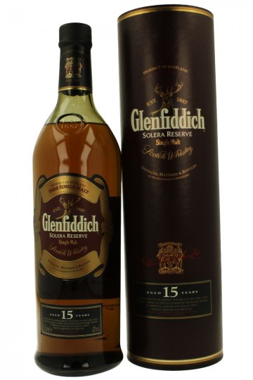 GLENFIDDICH 15 years old BOTTLED IN THE  90'S EARLY 2000 100CL 43% Solera