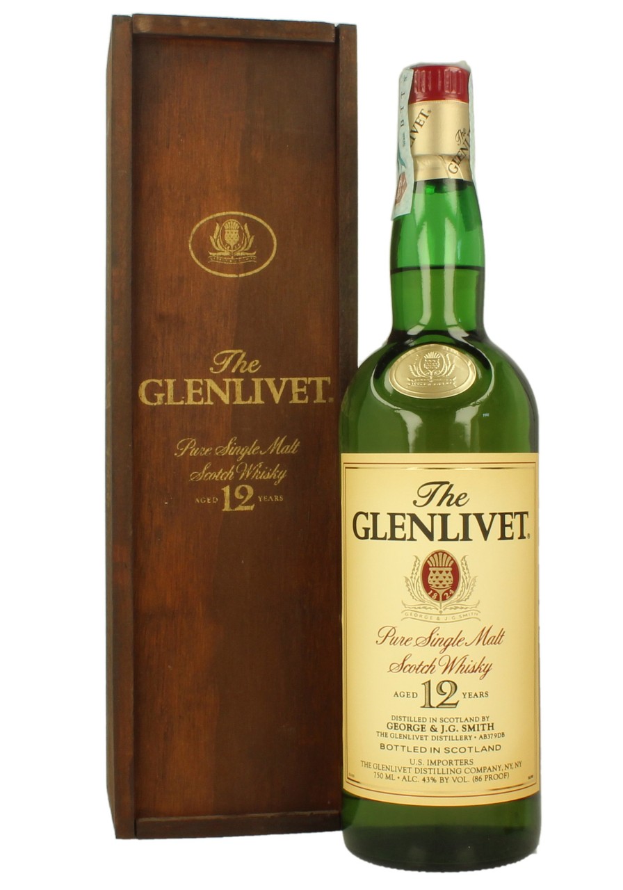 GLENLIVET 12yo Bot.80/90's 75cl 86°proof OB - USA import