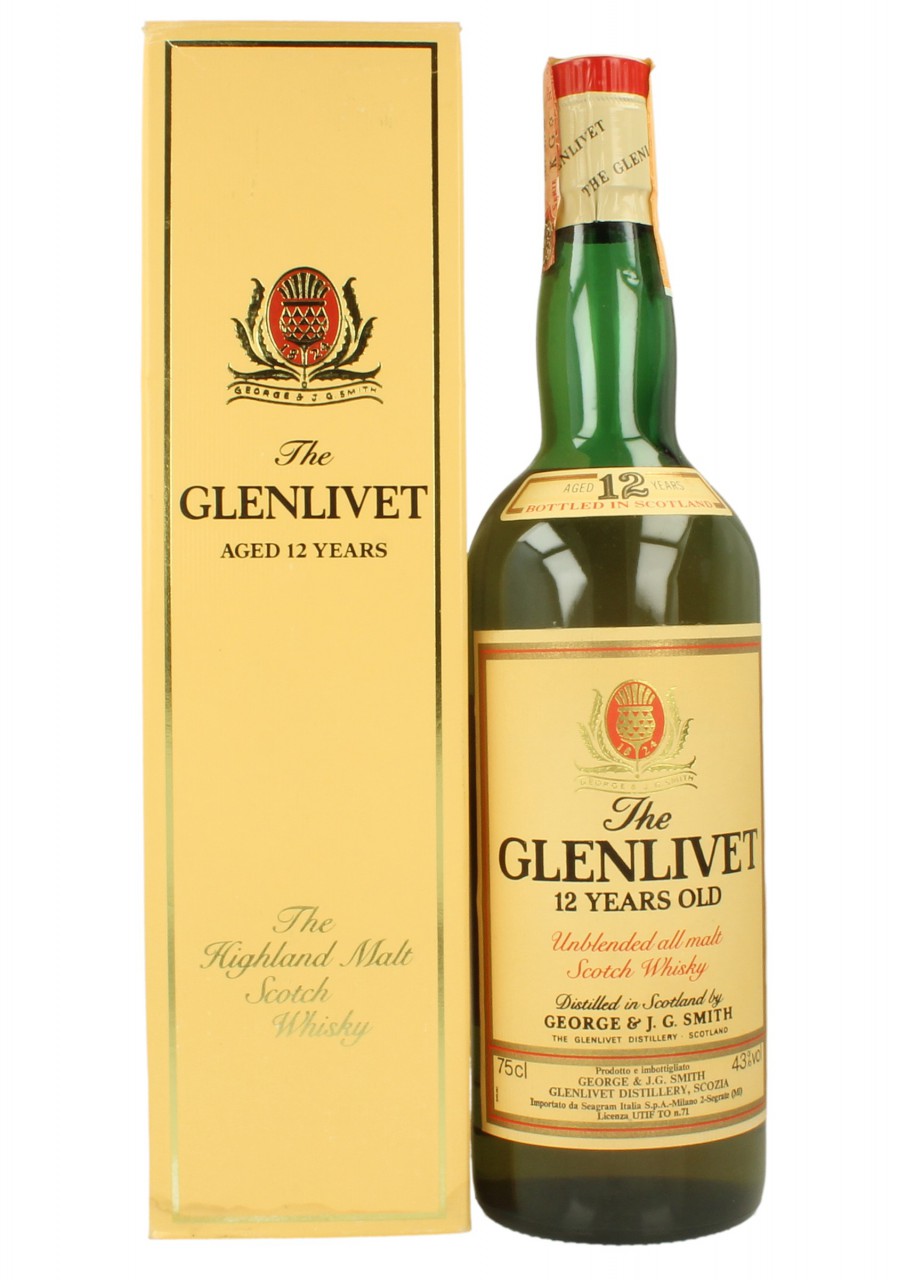 GLENLIVET 12yo Bot.80's 75cl 43% OB - Seagram Imp. - Products
