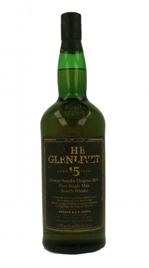 GLENLIVET 15 years old Bot.circa 2000 100cl 43% OB-bad label