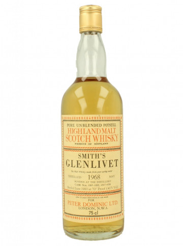 Glenlivet Smith Speyside  Scotch Whisky 12yo 1968 1980 70°proof OB - for Peter Dominic LTD