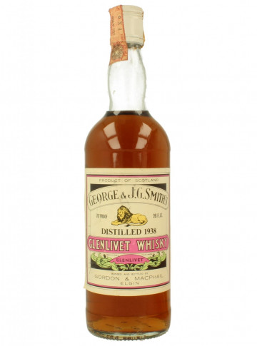 Glenlivet Smith Speyside  Scotch Whisky 1938 Bot.70's 26 2/3 Fl. Ozs 70°proof Gordon MacPhail  - Smith's