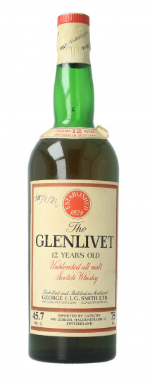 Glenlivet Speyside  Scotch Whisky 12 Year old 1971 circa 75cl 45.7% OB - Lateltin Import Unblended
