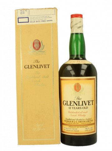Glenlivet Speyside  Scotch Whisky 12yo Bot.70's 33-1/3 Fl.Ozs. 75°proof OB  - Duty Free